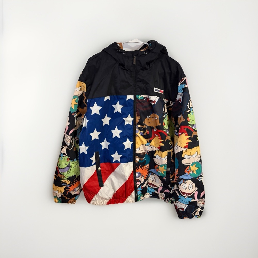 Nickelodeon Members Only Zip Up Windbreaker Jacket Cartoon Print Size Medium‎